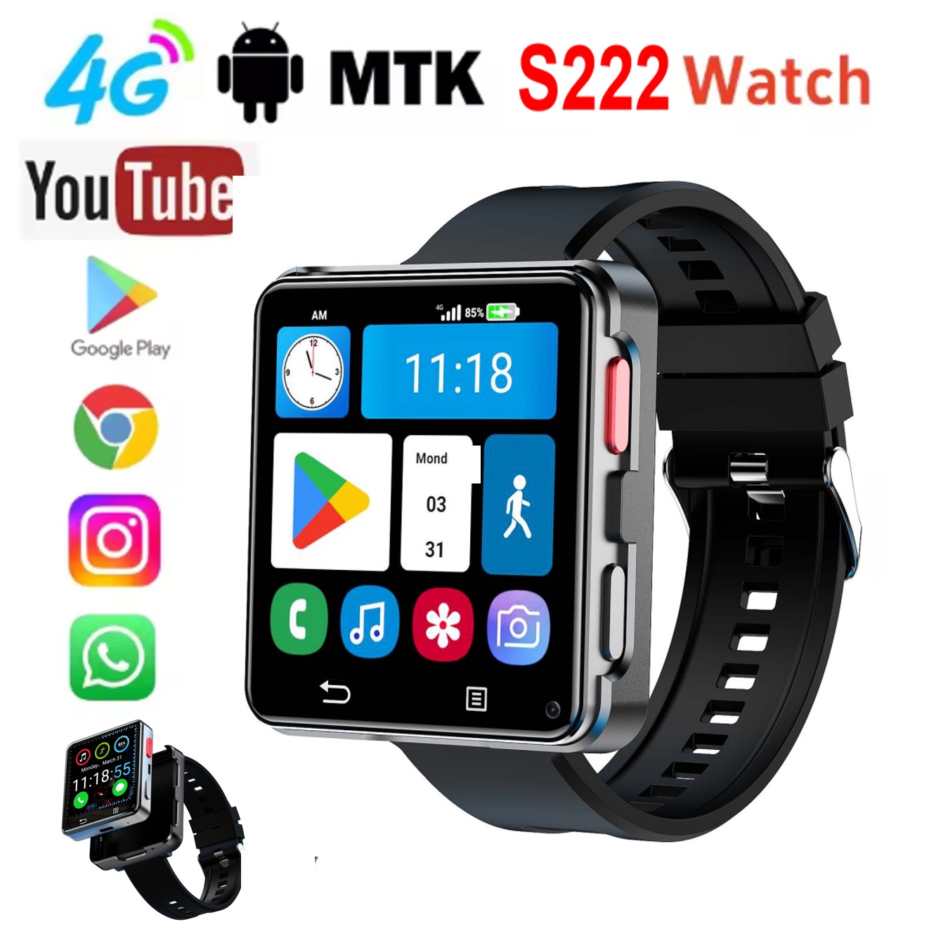 S222 Smart Watch 4G SI-M Card  - đánh giá và giá Smartwatch I Watches